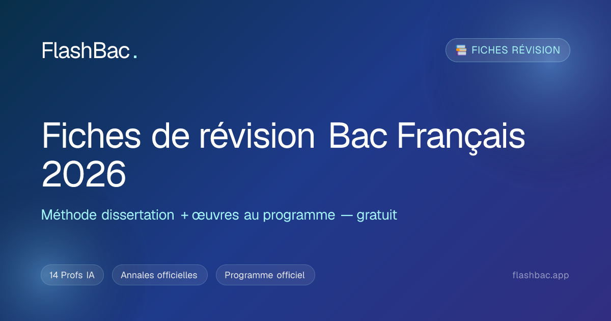 Fiches de révision Bac Français 2026 — Œuvres + oral | FlashBac