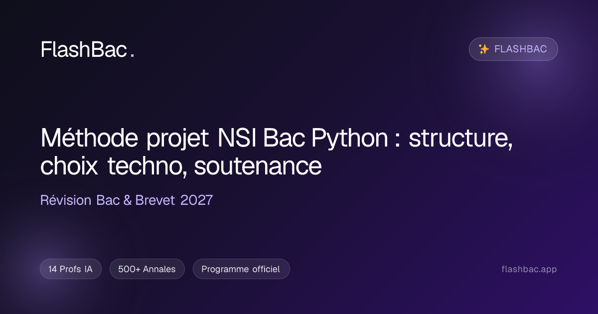 Méthode projet NSI Bac Python : structure, choix techno, soutenance ...